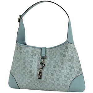 Gucci Jackie Line Shoulder Bag Logo Handbag One Shoulder Bag Suede Blue